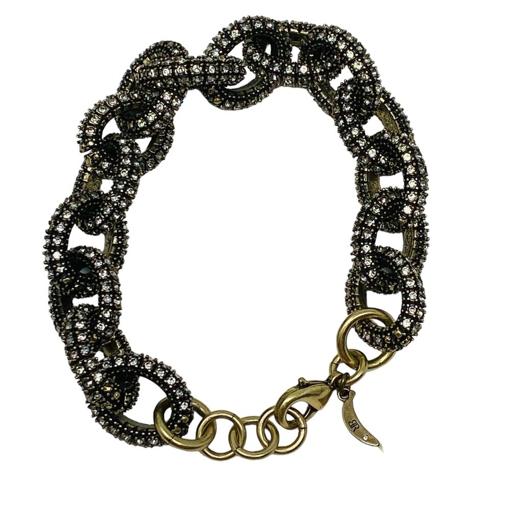 Banana Republic Woman's Gold Tone Black Chain Link Bracelet 8.5 Inch